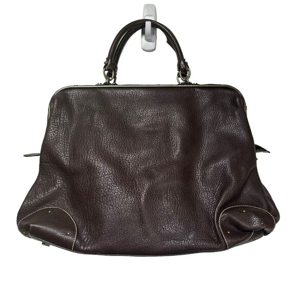 etienne aigner brown leather zip around flap large tote bag Purse - Picture 2 of 16